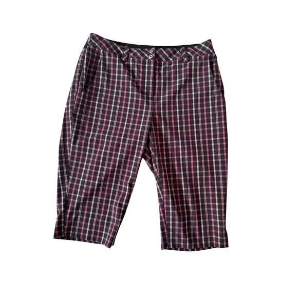 CUTTER & BUCK Annika Women's Pink Black Plaid Bermuda Shorts Size 2 - Picture 5 of 7